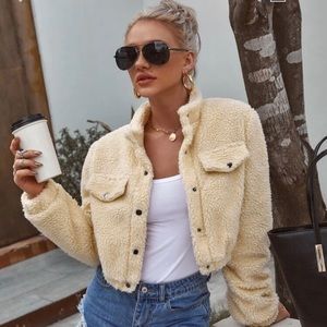 Cropped teddy jacket
